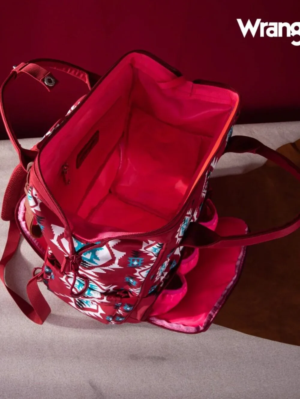 Wrangler Allover Wrangler Aztec Printed Callie Backpack - Burgundy